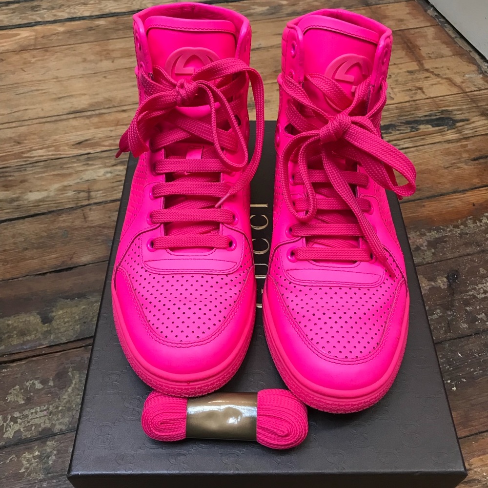 Authentic Neon Pink Gucci Sneakers